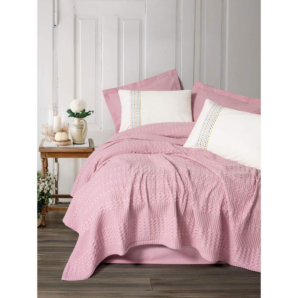 Cotton Box Aura Tek Kişilik Pike Takımı Pebble Pembe görseli 1