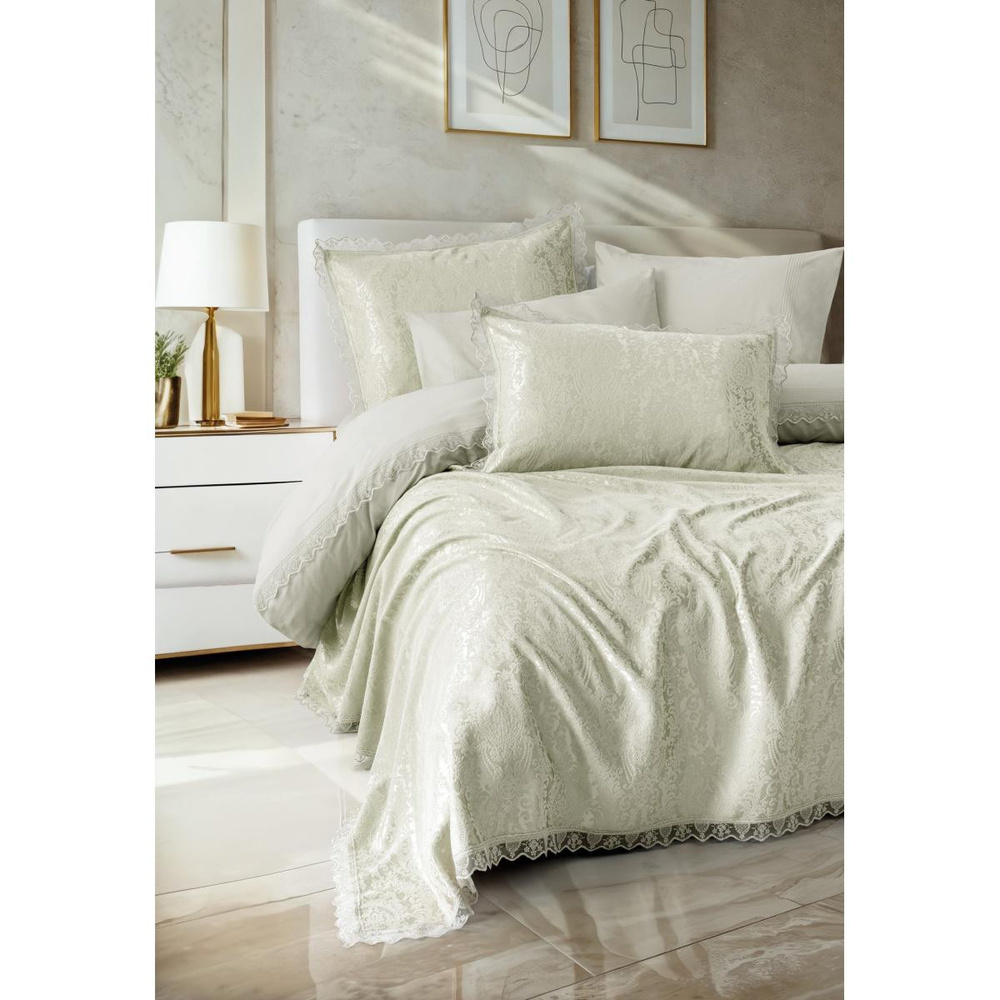 Cotton Box Chi Chi Çift Kişilik Pikeli Nevresim Takımı Velora Adaçayı görseli 1