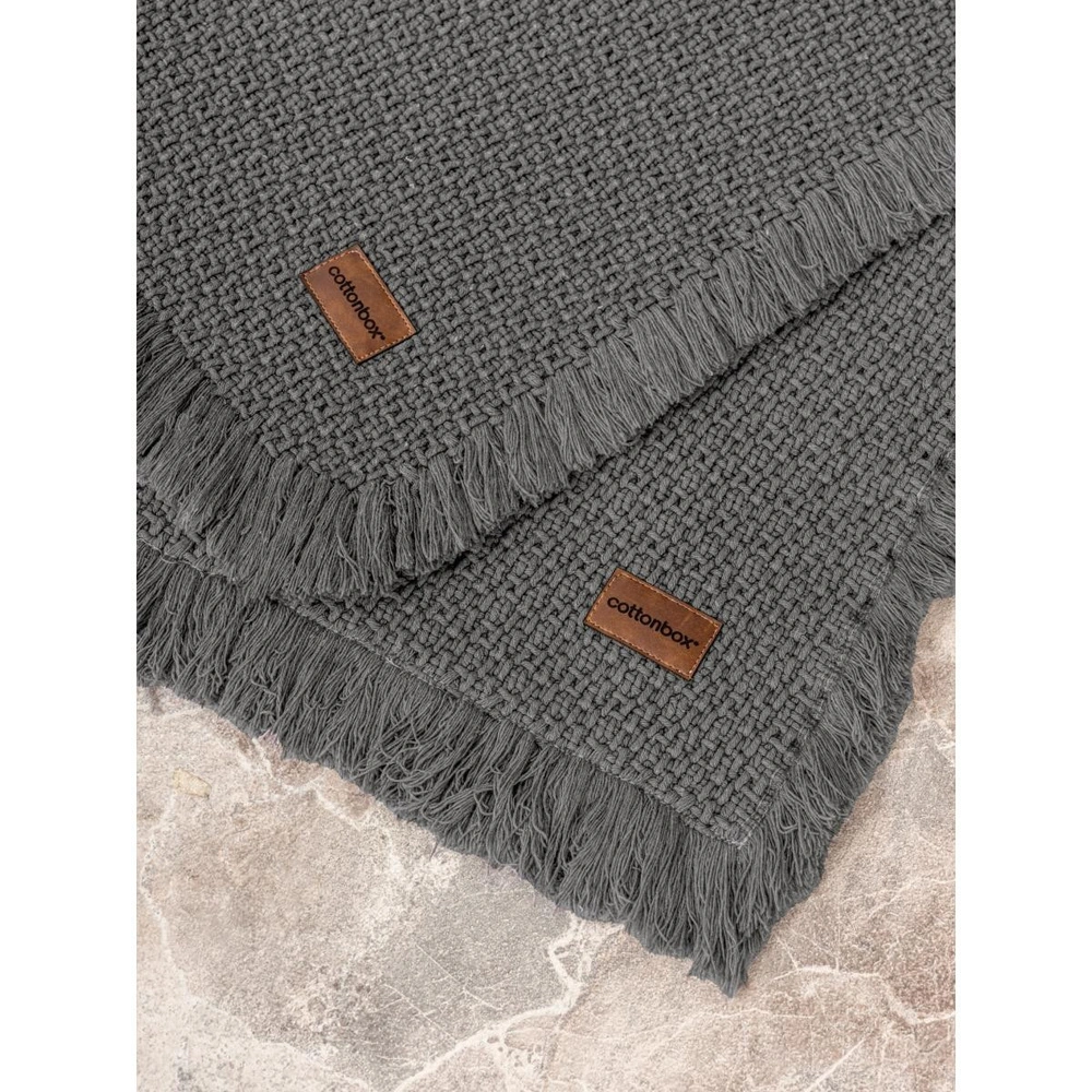 Cotton Box Bath Rug Set Antrasit 75x125 60x90 görseli 2