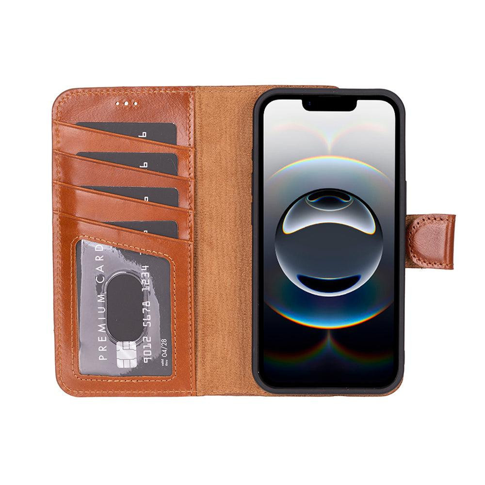 Bloominbag Bloomcase Magic Wallet Tan Apple Iphone 17e / 16e (6.1") Hakiki Deri Çıkarılabilir Cüzdanlı Telefon Kılıfı görseli 2