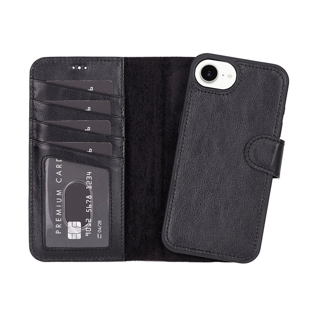 Bloominbag Bloomcase Magic Wallet Oynx Black Apple Iphone 17e / 16e (6.1") Hakiki Deri Çıkarılabilir Cüzdanlı Telefon Kılıfı görseli 1