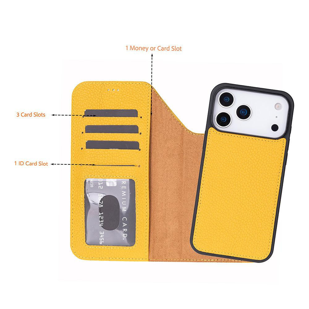 Bloominbag Bloomcase Magic Wallet Honey Apple Iphone 17 Pro Max (6.9") Hakiki Deri Çıkarılabilir Cüzdanlı Telefon Kılıfı görseli 5