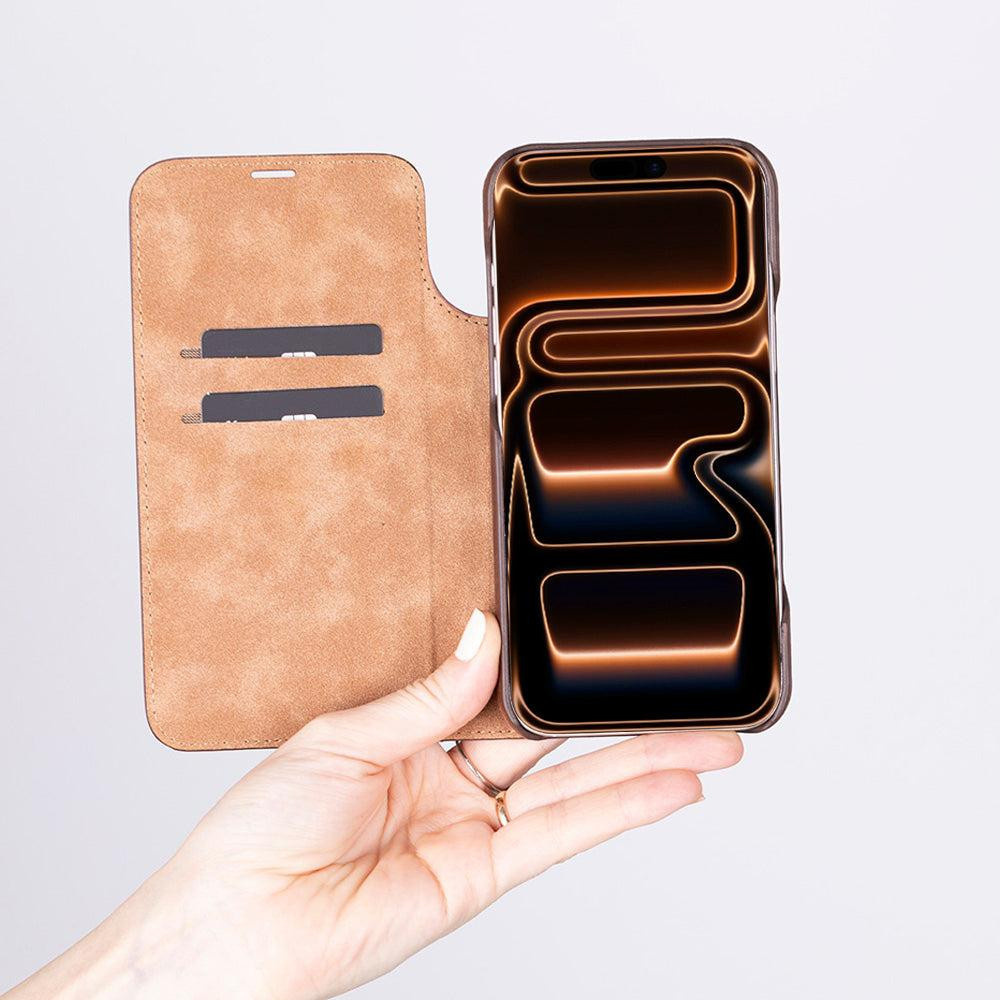 Bloominbag Bloomcase Magic Wallet Onyx Black Apple Iphone 17 Pro Max(6.9") Hakiki Deri Çıkarılabilir Cüzdanlı Telefon Kılıfı görseli 3
