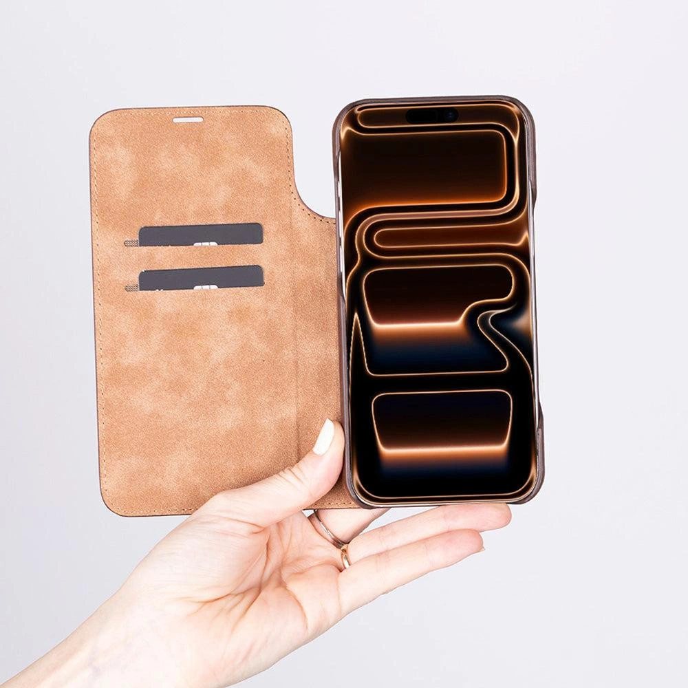 Bloominbag Bloomcase Magic Wallet Onyx Black Apple Iphone 17 Pro (6.3") Hakiki Deri Çıkarılabilir Cüzdanlı Telefon Kılıfı görseli 2