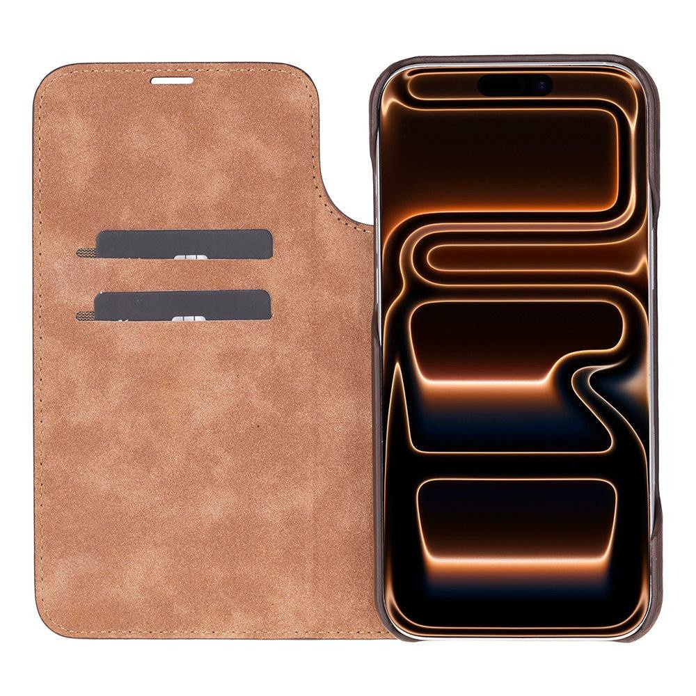 Bloominbag Bloomcase Magic Wallet Tan Apple Iphone 17 Pro Max (6.9") Hakiki Deri Çıkarılabilir Cüzdanlı Telefon Kılıfı görseli 4