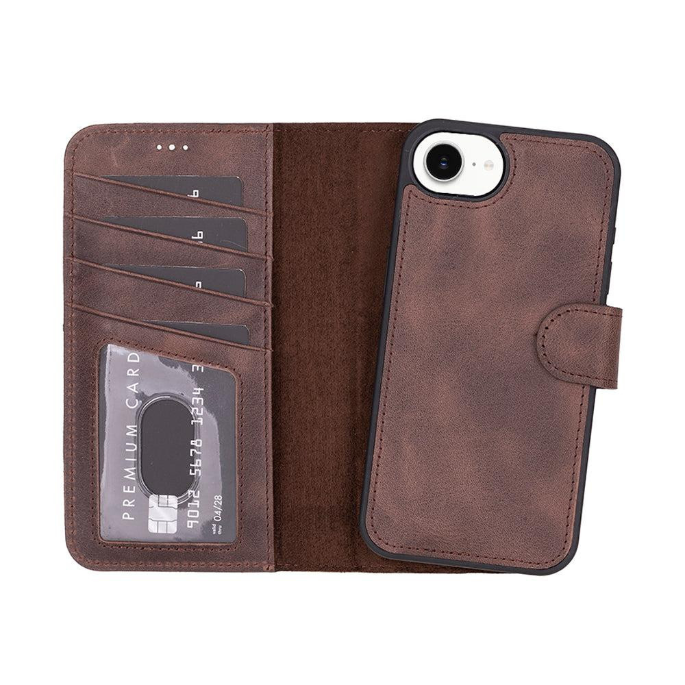 Bloominbag Bloomcase Magic Wallet Dark Brown Apple Iphone 17e / 16e (6.1") Hakiki Deri Çıkarılabilir Cüzdanlı Telefon Kılıfı görseli 1