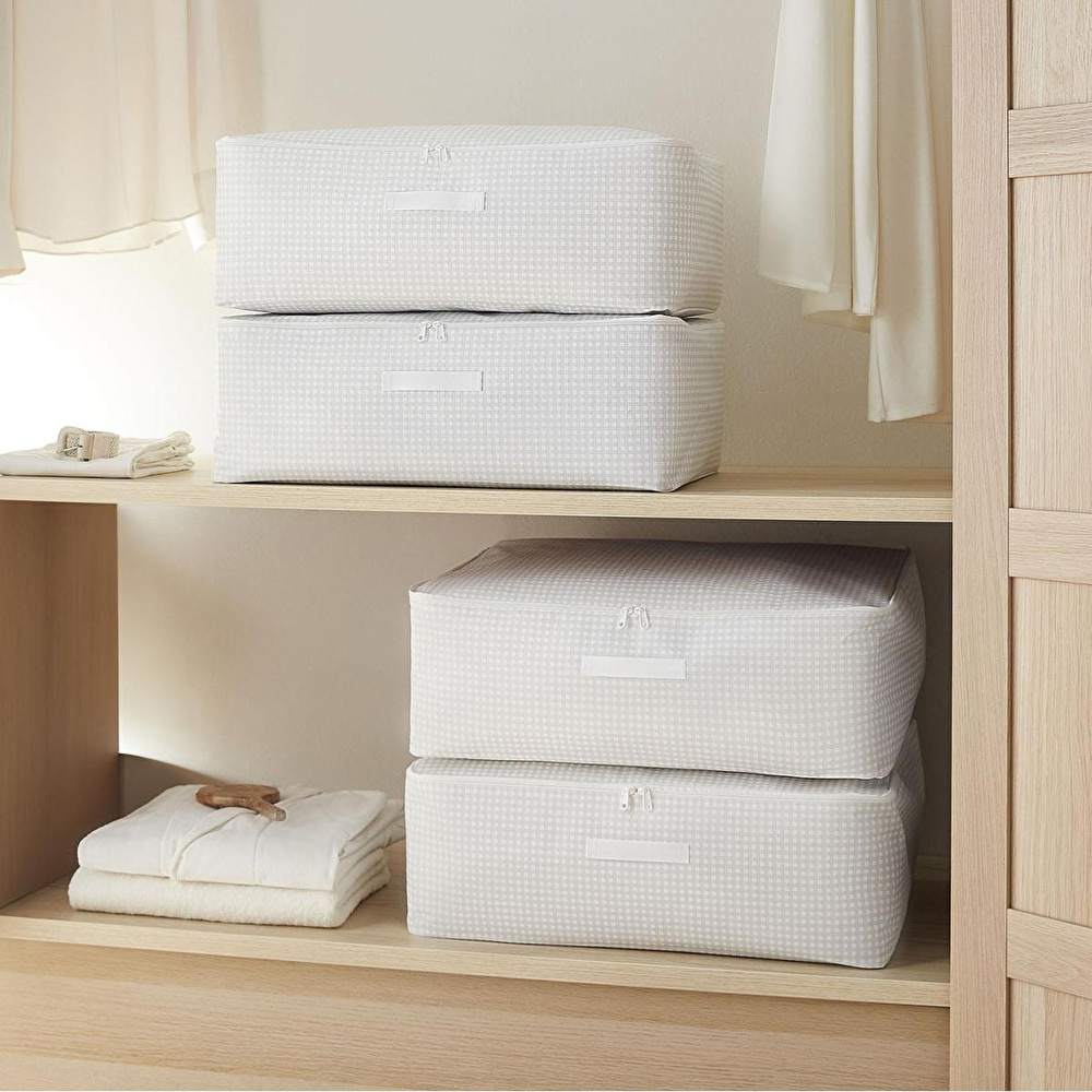 Home Wave 8'li Büyük Boy Gri Pötikare Baza Altı Hurç Set 62 X 46 X 22 Cm görseli 2