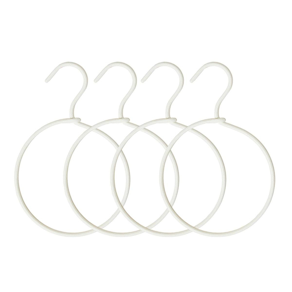 Ocean Home Textile 4'lü Halka Ekru Renk Kumaş Kaplı Metal Aksesuar Askısı 24.5 X 16 X 0.5 Cm görseli 5