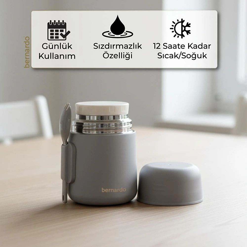 Bernardo Duo Yemek Termosu 500 Ml Gri görseli 5