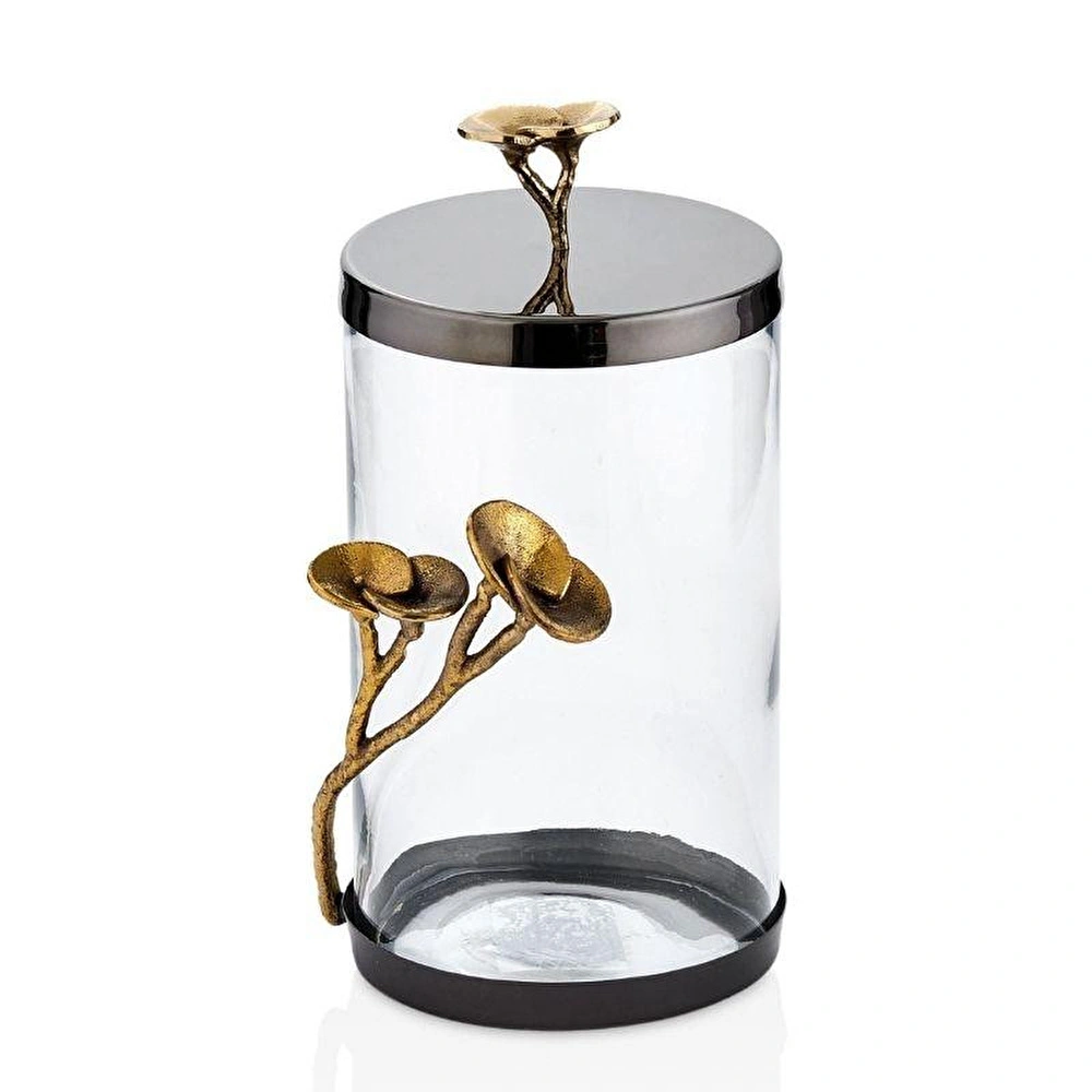 Cornella Rose Dekoratif Cam Kavanoz Silver - Gold Büyük Ağız :12 Cm X Boy:22 Cm X Tüm:26 Cm görseli 4