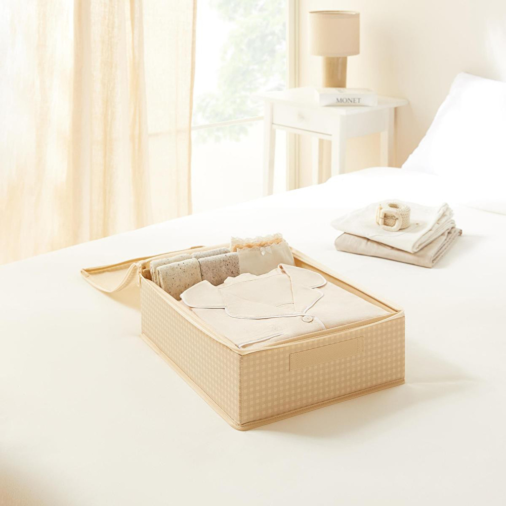 Home Wave 2'li Bej Pötikare Destekli Kutu Hurç Set 31 X 38 X 12 Cm görseli 3