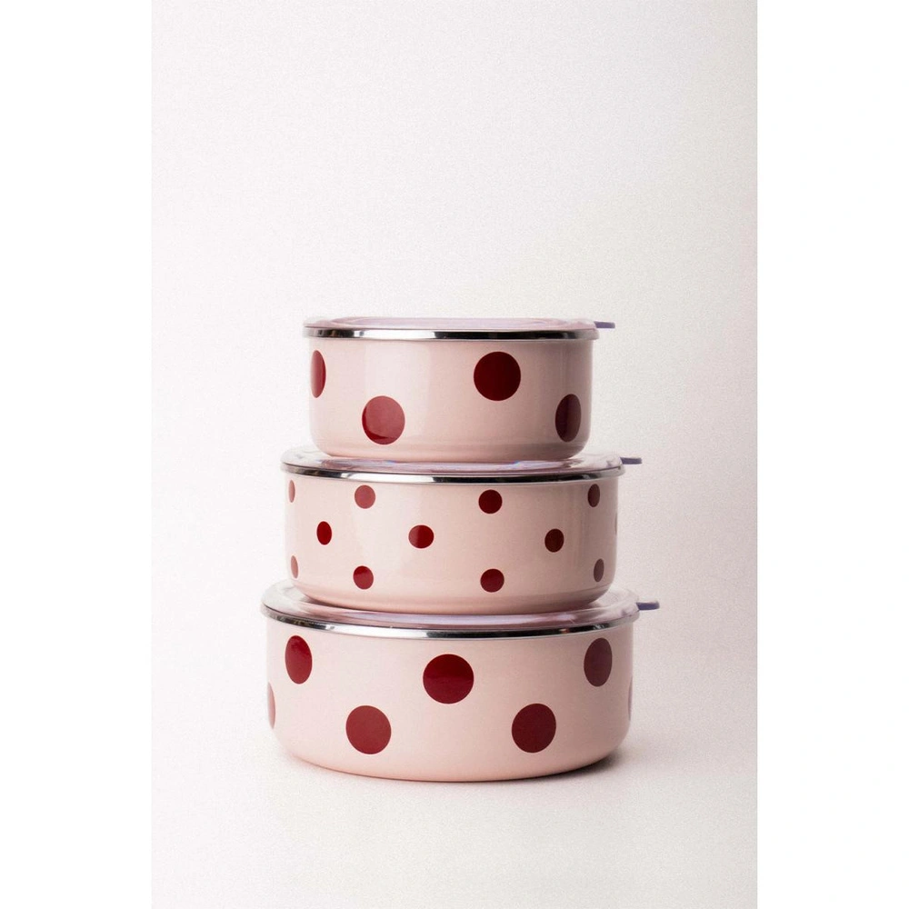 Emaylabxpeppythings Cherry Emaye Üçlü Saklama Kabı Seti (ocaklarda Kullanilabi̇li̇r) görseli 3