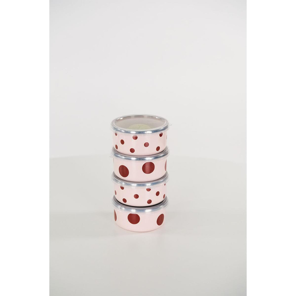 Emaylabxpeppythings Cherry Emaye 4’lü Kapaklı Kase Çerezlik, Kahvaltılık, Reçellik, Zeytinlik, Sunumluk Seti 8cm 200 Ml görseli 2