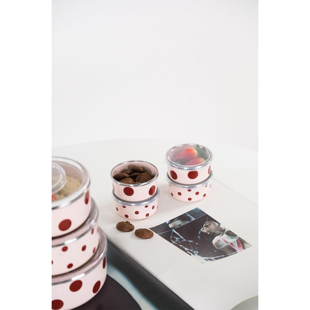 Emaylabxpeppythings Cherry Emaye 4’lü Kapaklı Kase Çerezlik, Kahvaltılık, Reçellik, Zeytinlik, Sunumluk Seti 8cm 200 Ml görseli 3