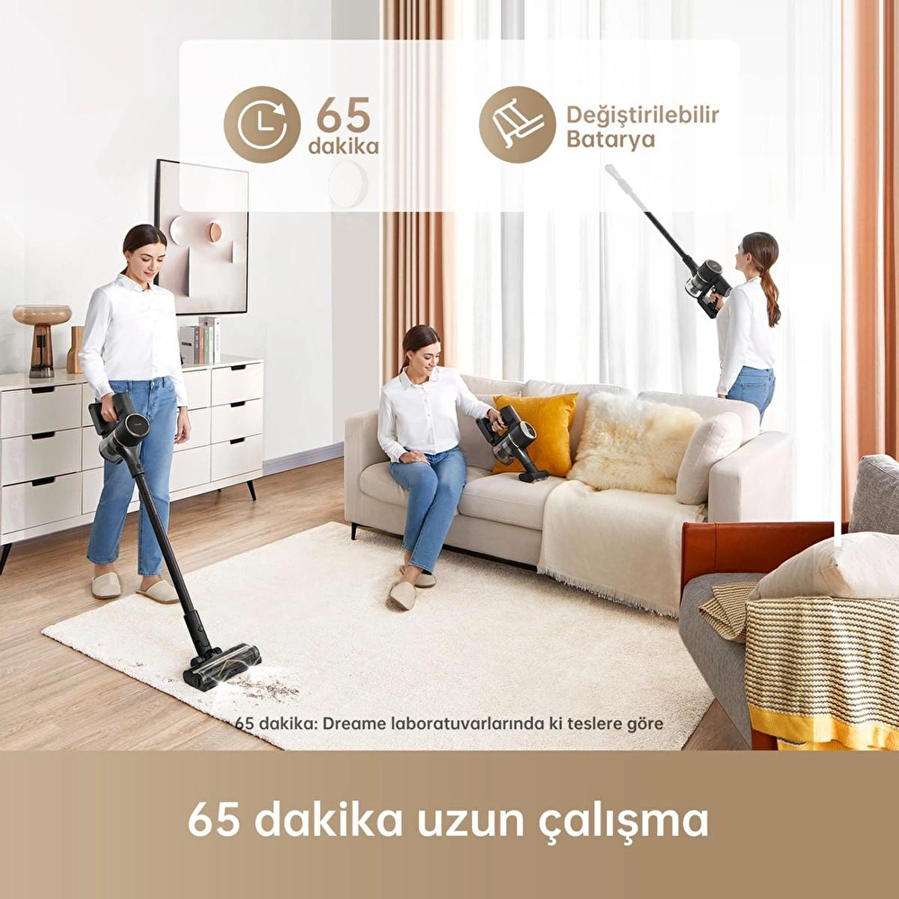 Dreame R10 Pro Dikey Süpürge, 65 Dakika Uzun Çalışma Süreli Dikey Süpürge, Hafif Ve Anti-tangle Özellikli, Sert Zemin görseli 3