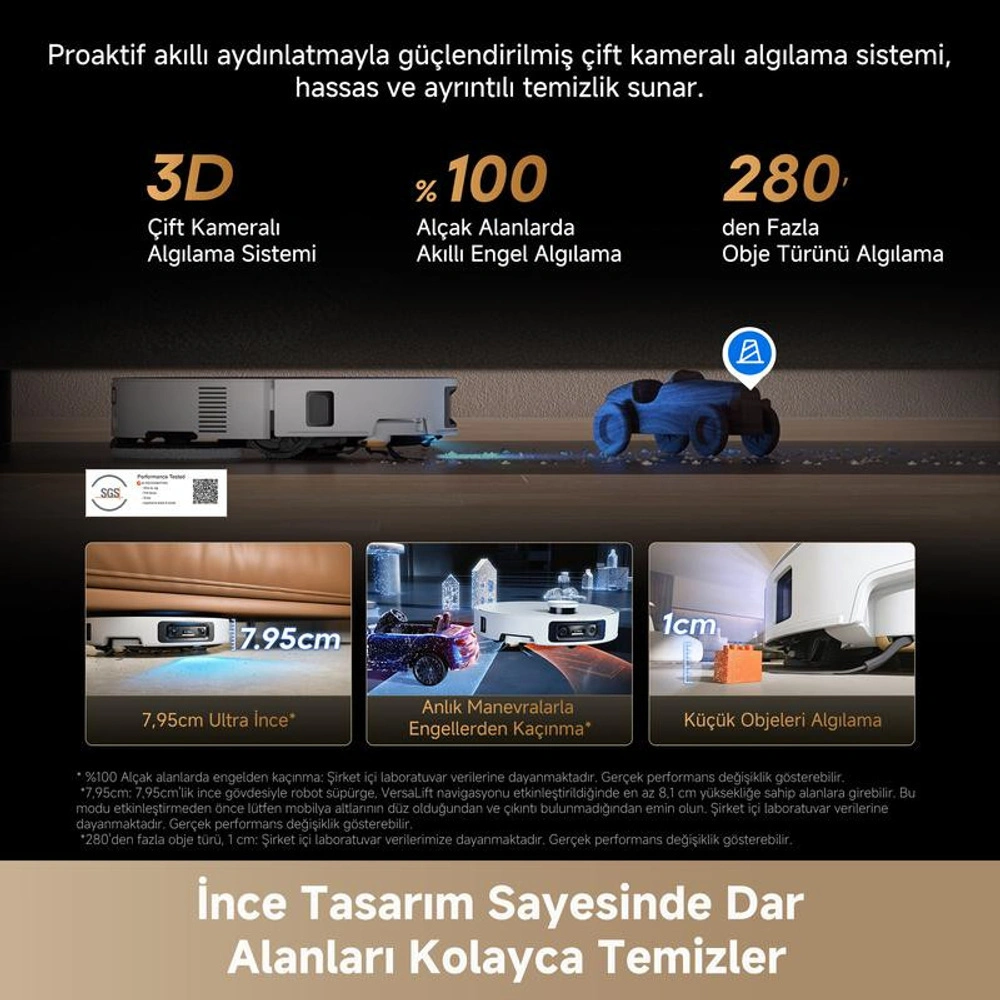 Dreame X60 Ultra Complete Robot Süpürge Beyaz, 35.000pa Emiş Gücü görseli 5