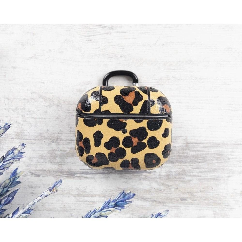 Bloominbag Aurel Snap Leopard Tan Hakiki Deri Airpods 3 Kılıfı – Charm Airpods Case görseli 1