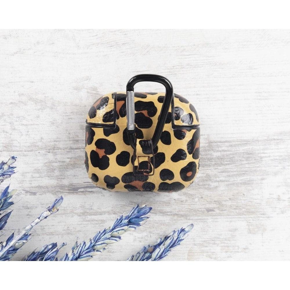 Bloominbag Aurel Snap Leopard Tan Hakiki Deri Airpods 3 Kılıfı – Charm Airpods Case görseli 2