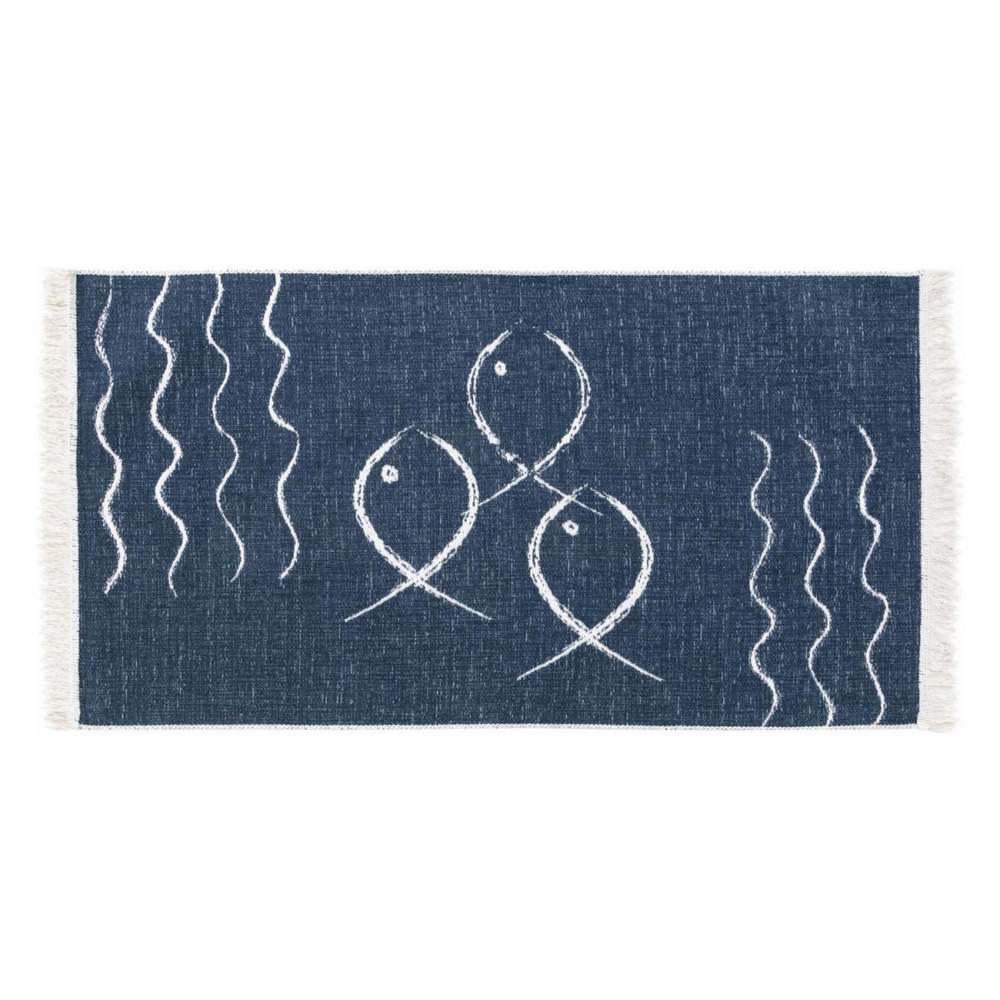 Mudo Home Larissa Fish Çi̇ft Tarafli Ki̇li̇m Laci̇vert Beyaz 80x150 görseli 1