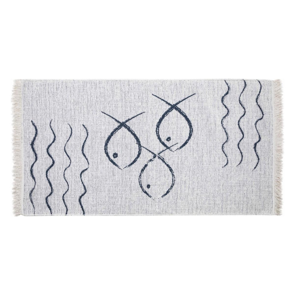Mudo Home Larissa Fish Çi̇ft Tarafli Ki̇li̇m Laci̇vert Beyaz 80x150 görseli 2