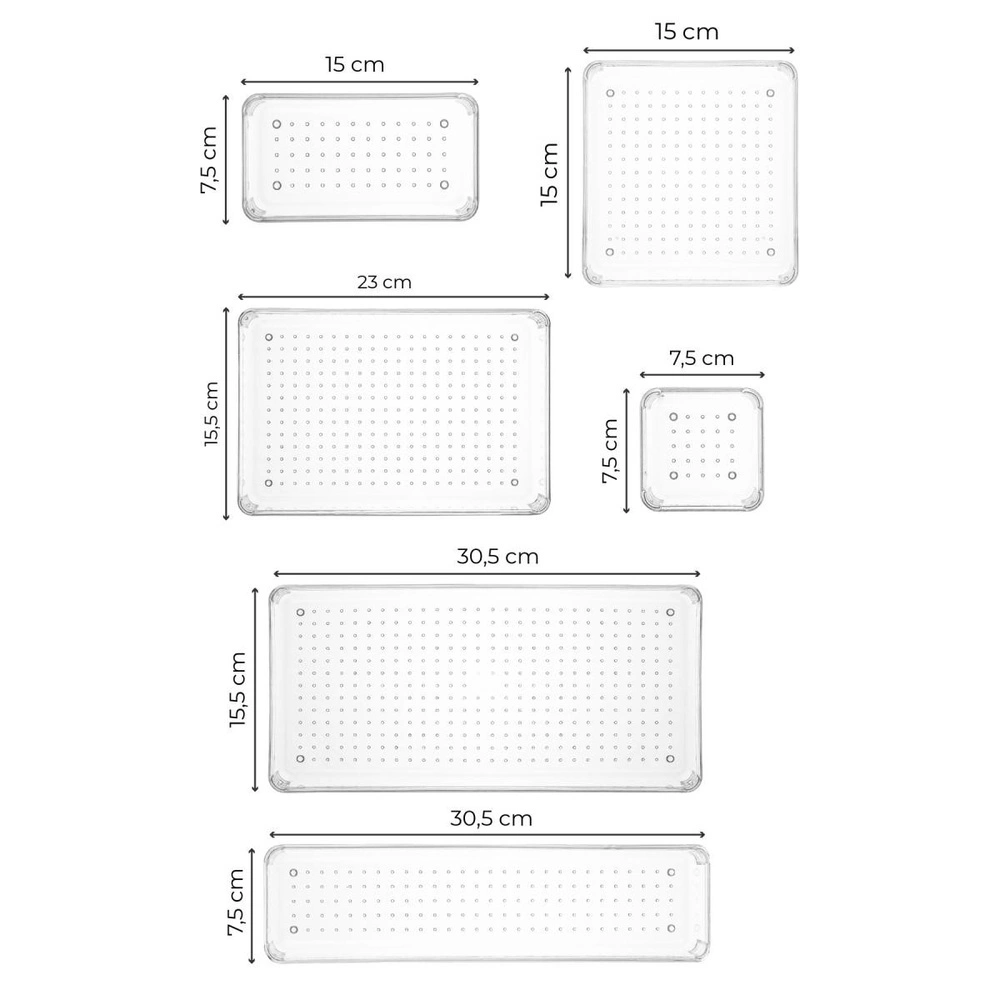 Vienev 8li Şeffaf Çekmece Içi Organizer 1x(b.dkdrtgn,b.kare,d.dkdrtgn,o.dkdrtgn)2x(k.dkdrtgn,k.kare) görseli 2