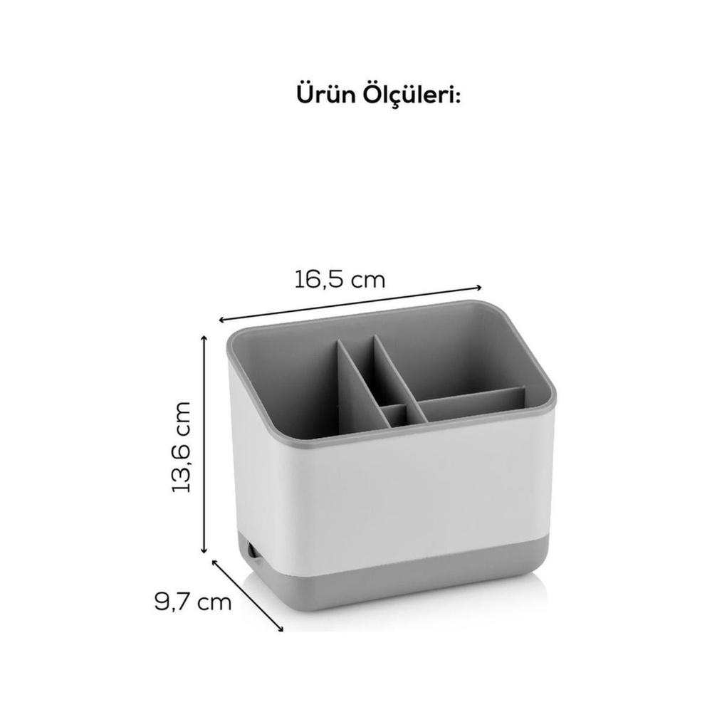 Vienev 2 Adet Tezgah Üstü Kaşık Düzenleyici 5 Bölmeli Organizer Kaşıklık Gri görseli 5