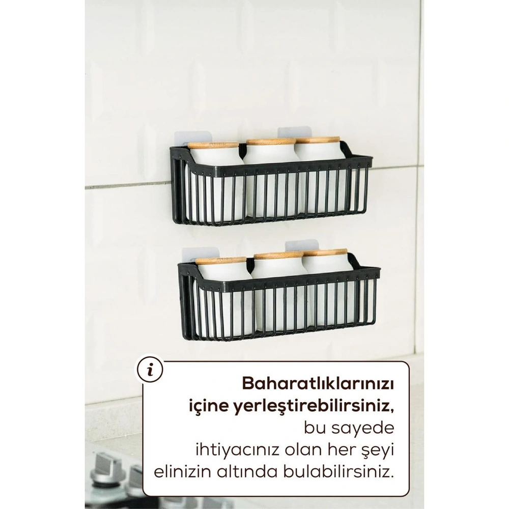 Vienev 2'li Yapışkanlı Banyo-mutfak Organizer Raf görseli 5