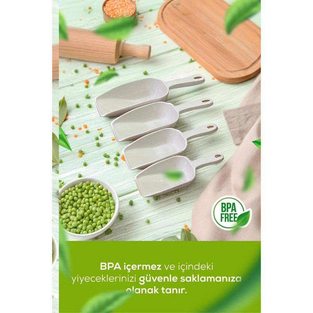 Vienev 8'li Set Plastik Erzak Kürek Seti Bej görseli 2