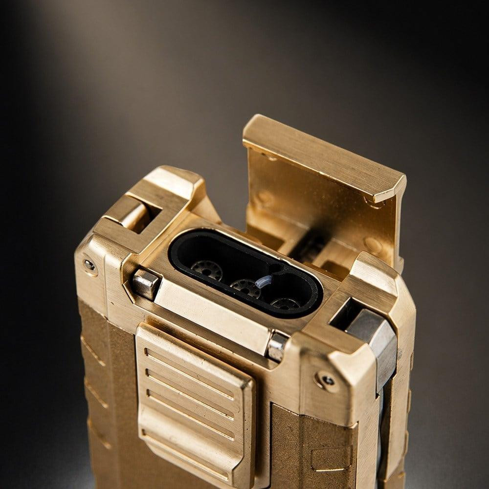 Coho Objet Coho Patron Triple Torch Brass Bıçaklı Puro Çakmağı görseli 3