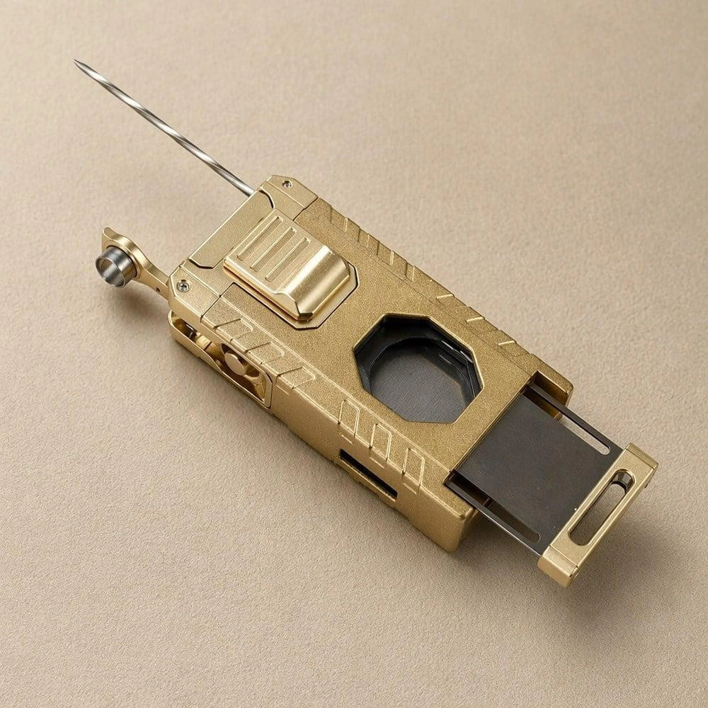 Coho Objet Coho Patron Triple Torch Brass Bıçaklı Puro Çakmağı görseli 2