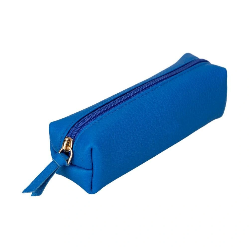 Bloominbag Bloombox Aqua Cyan Hakiki Deri Kalem & Makyaj Çantası görseli 1