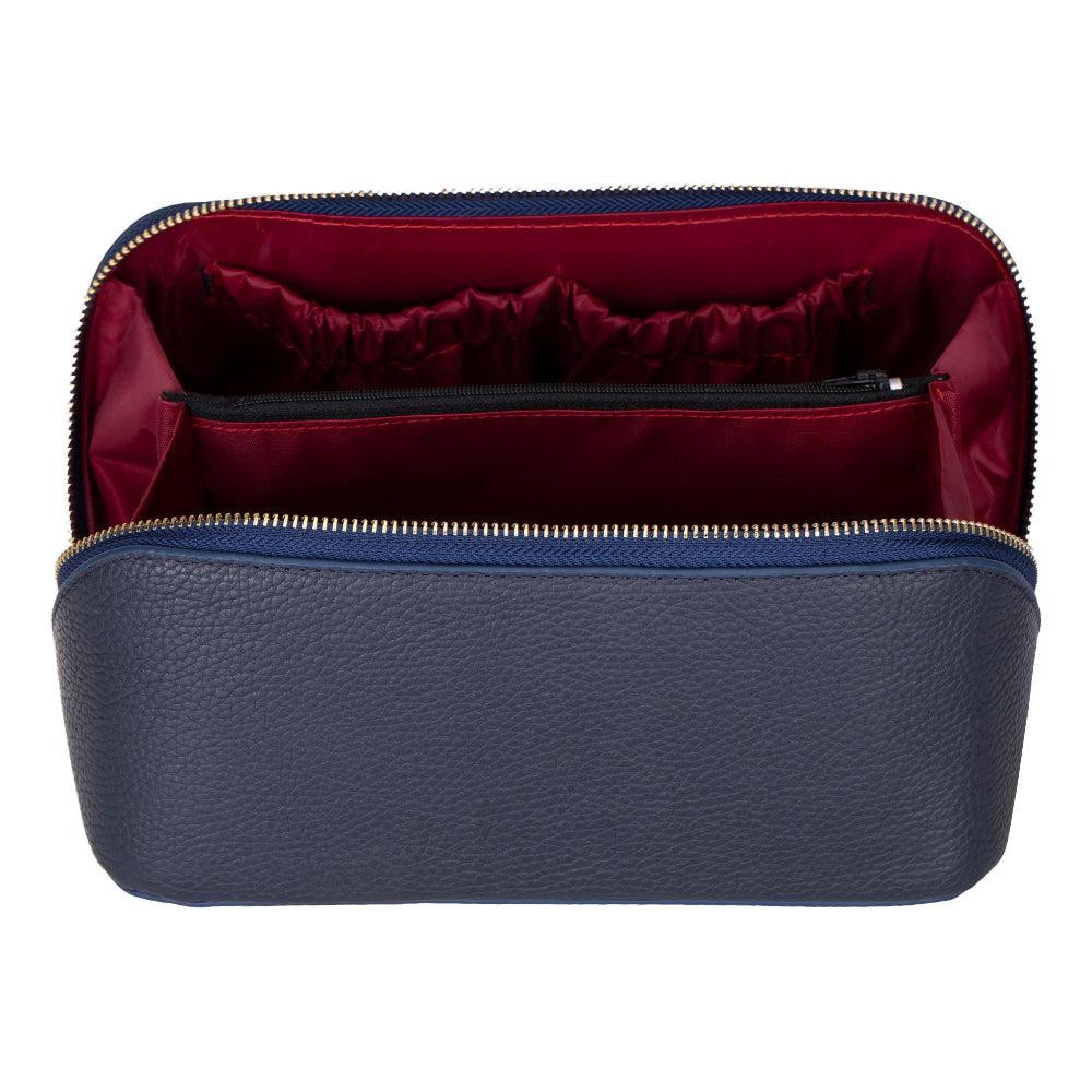 Bloominbag Ella Terra Navy Deri Seyahat Ve Makyaj Çantası görseli 4