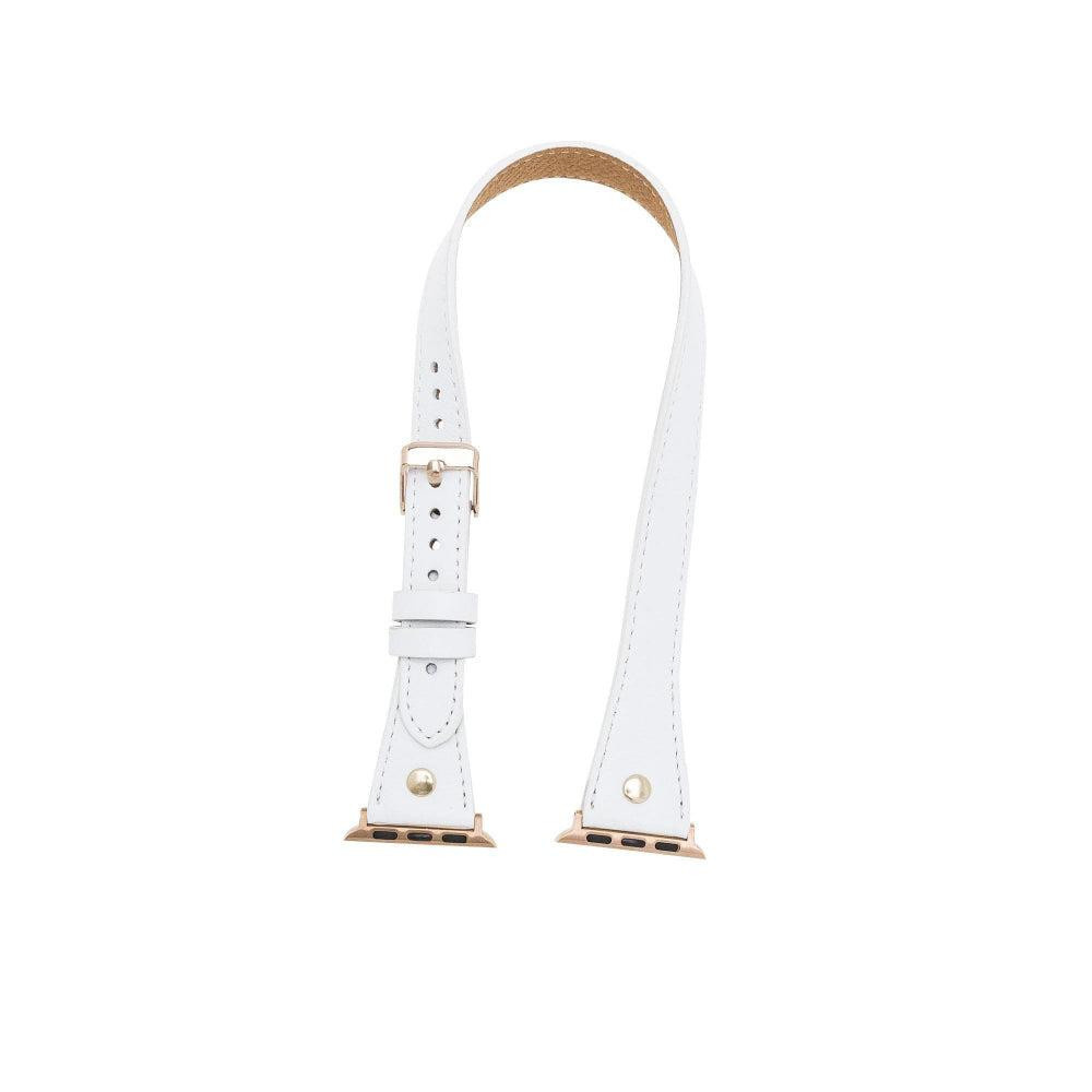 Bloominbag Alpine Double Tour Ivory White Hakiki Deri Apple Watch Kordonu - 44/45/46/49mm görseli 3