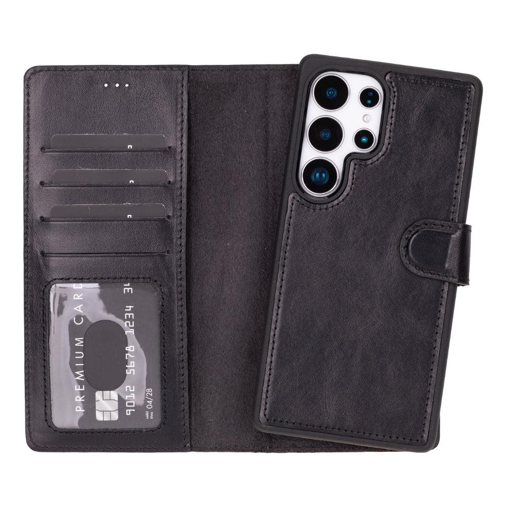 Bloominbag Valeno Noir Black Deri Samsung Galaxy S25 Ultra(6.9”) Manyetik Ayrılabilir Cüzdanlı Telefon Kılıfı görseli 1