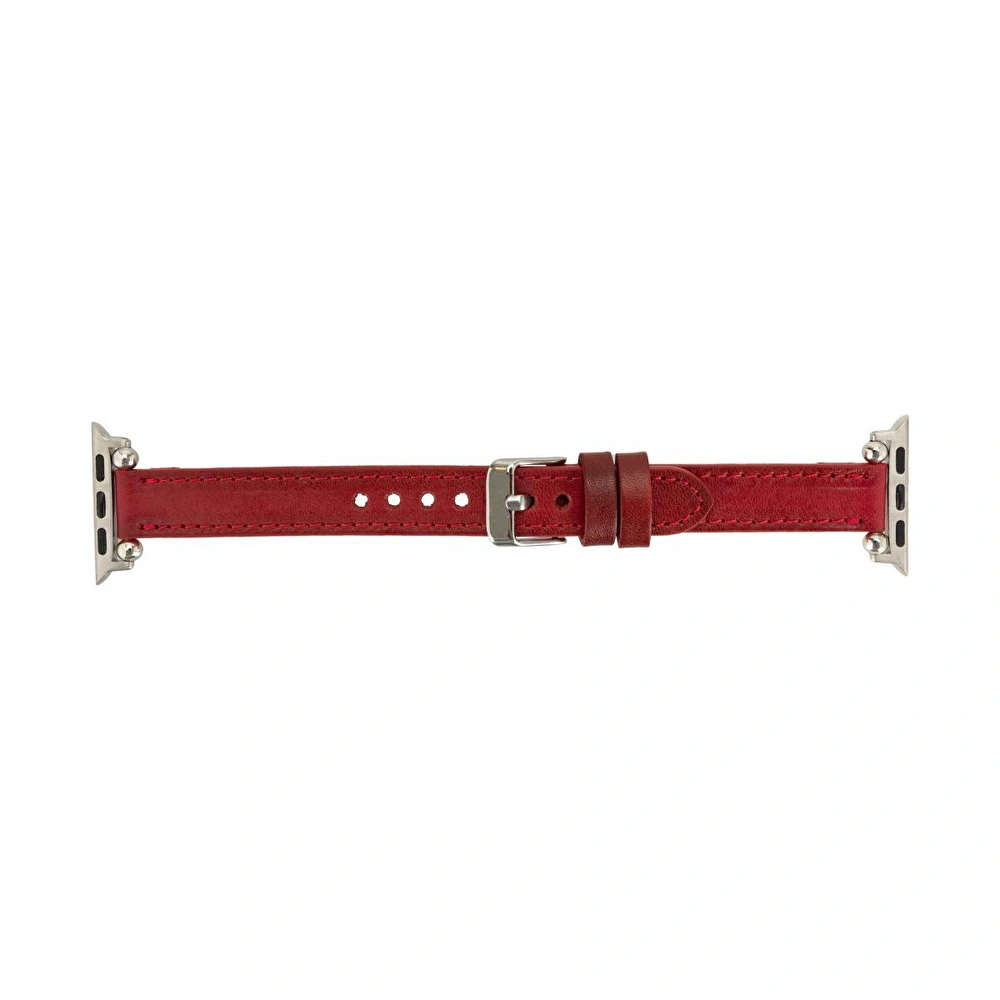 Bloominbag Bloomband Signature Crimson Red Leather Apple Watch Band - 44/45/46/49mm görseli 3