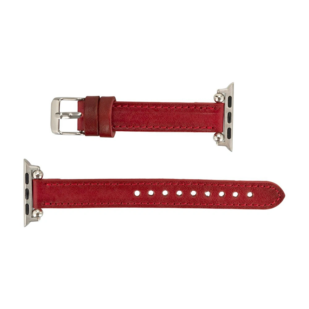 Bloominbag Bloomband Signature Crimson Red Leather Apple Watch Band - 44/45/46/49mm görseli 4