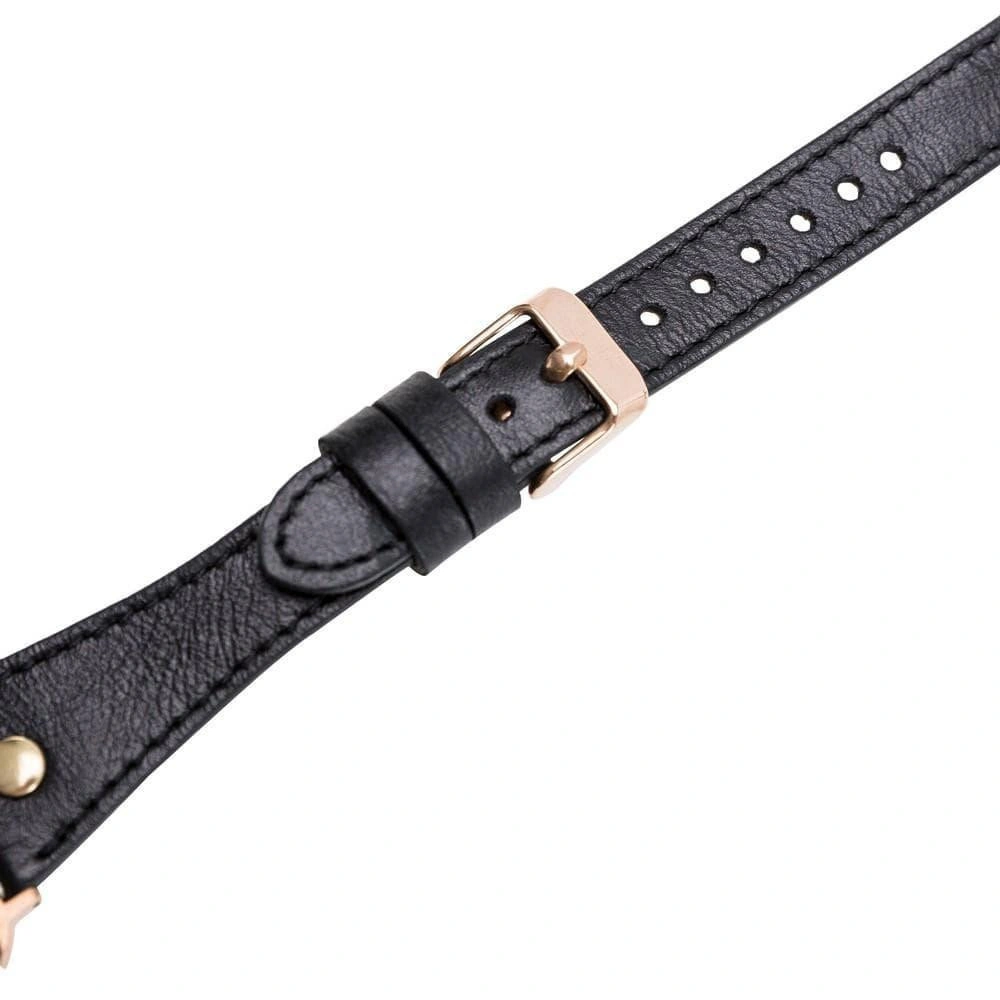 Bloominbag Alpine Double Tour Noir Black Hakiki Deri Apple Watch Kordonu - 44/45/46/49mm görseli 5