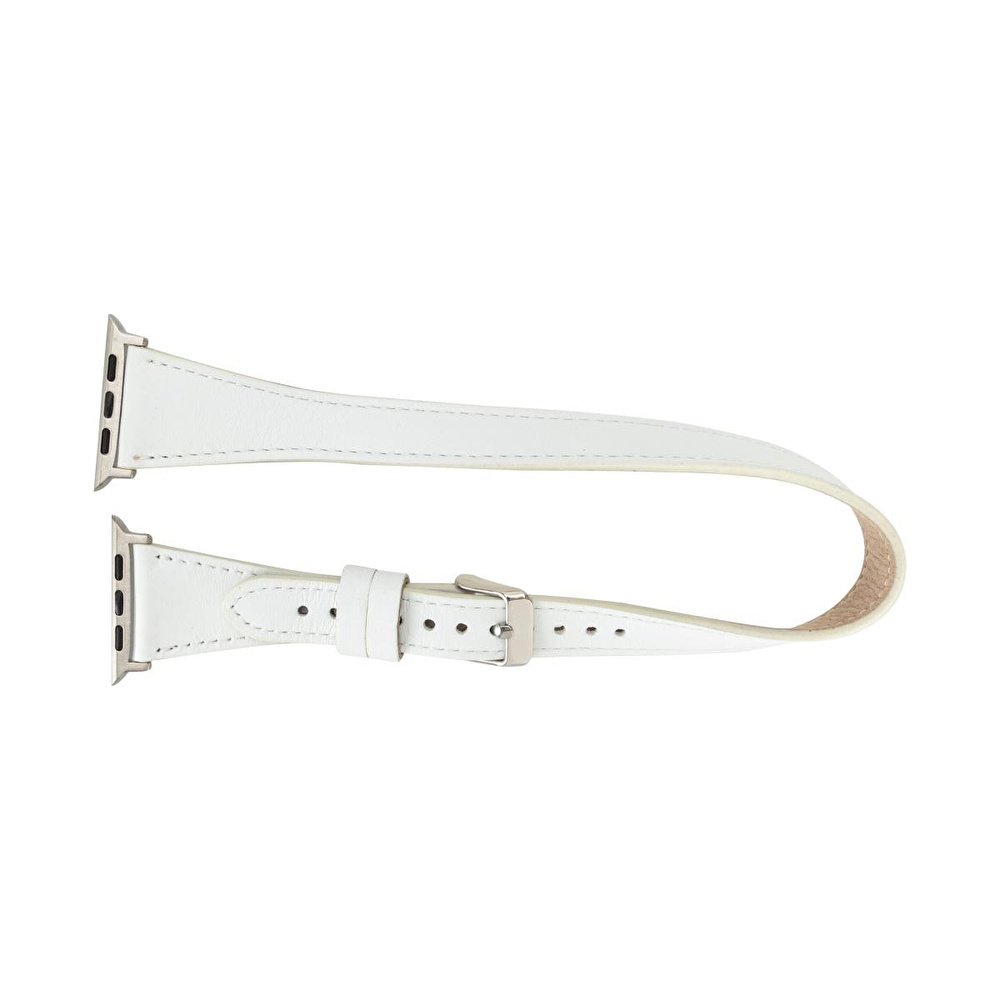 Bloominbag Alpine Slim Double Tour Ivory White Hakiki Deri Apple Watch Kordonu - 44/45/46/49mm görseli 3