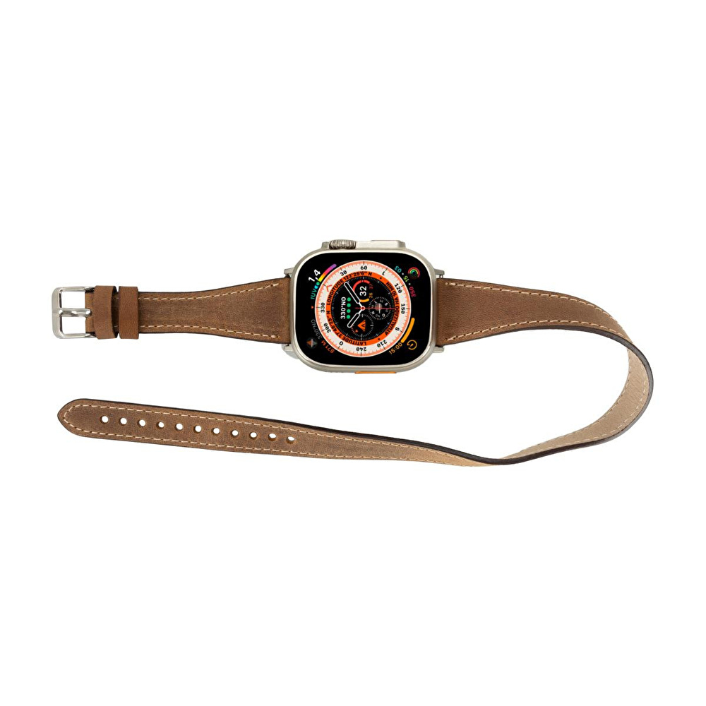 Bloominbag Alpine Slim Double Tour Heritage Saddle Hakiki Deri Apple Watch Kordonu - 44/45/46/49mm görseli 4