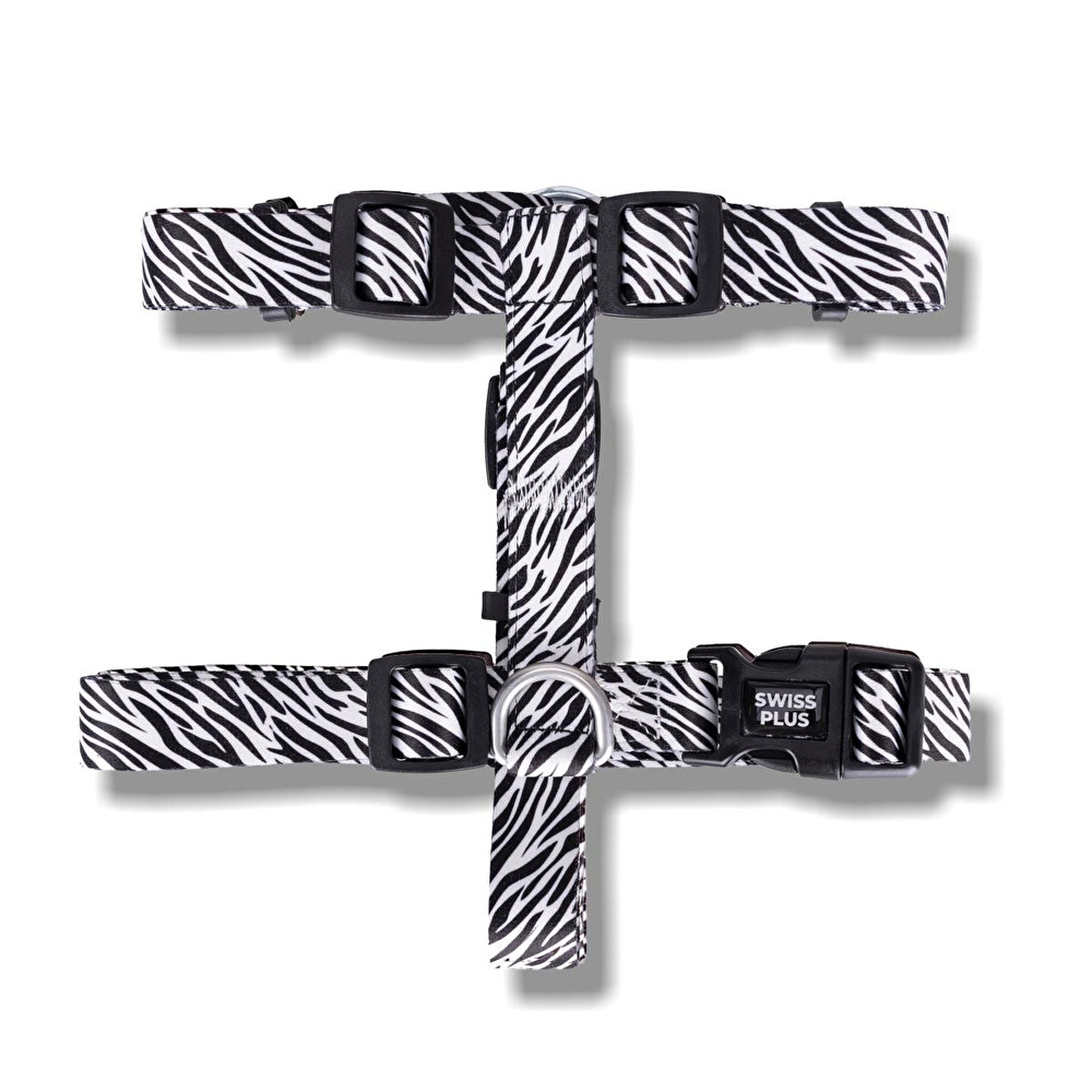 Bloominbag Swissplus Urban Paws Zebra Black Geri Dönüştürülmüş H-tipi Köpek Göğüs Tasması-s görseli 1