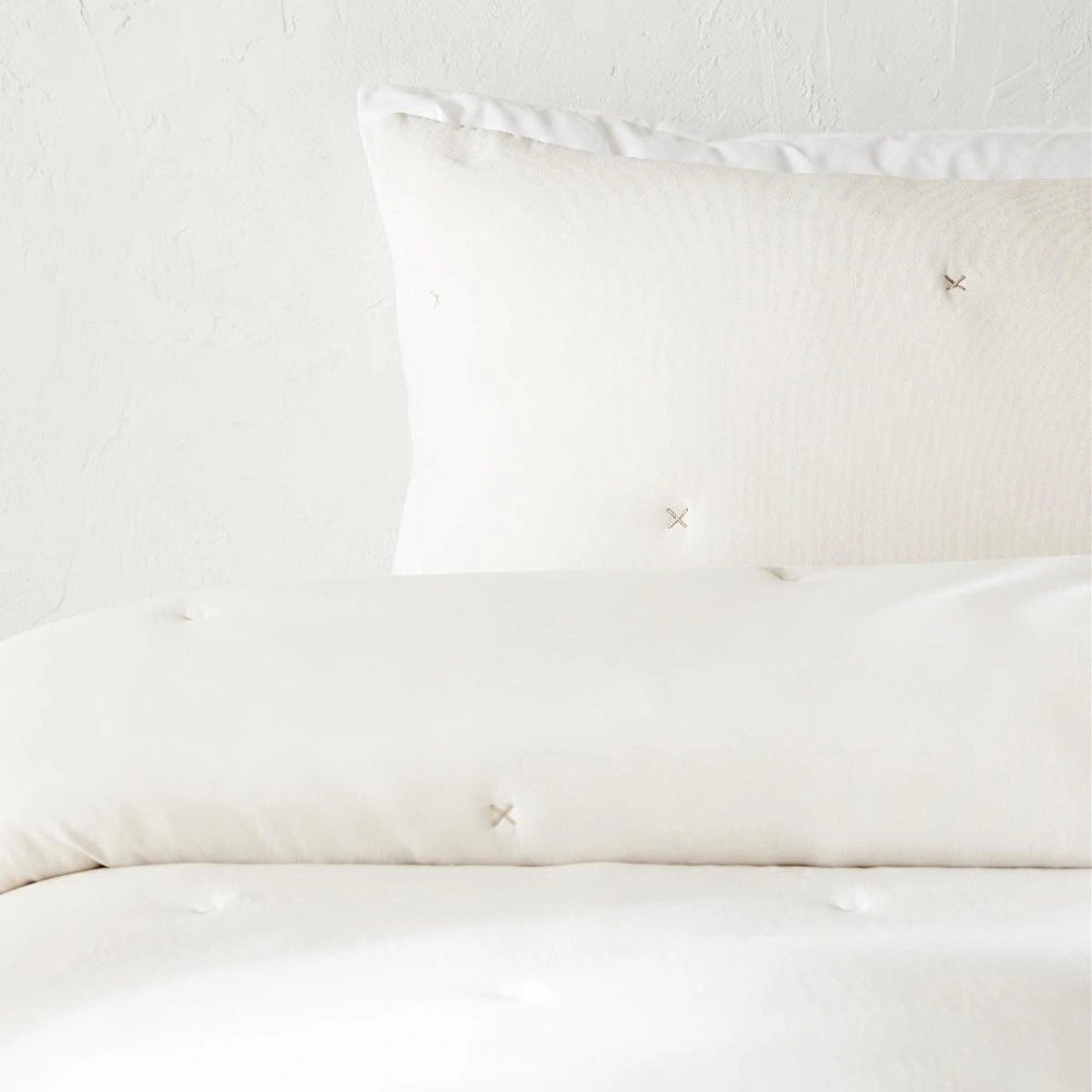 Ocean Home Textile Nakışlı Ekru Çift Kişilik Yatak Örtüsü Seti 1 Adet 250 X 230 / 2 Adet 50 X 70 Cm görseli 4