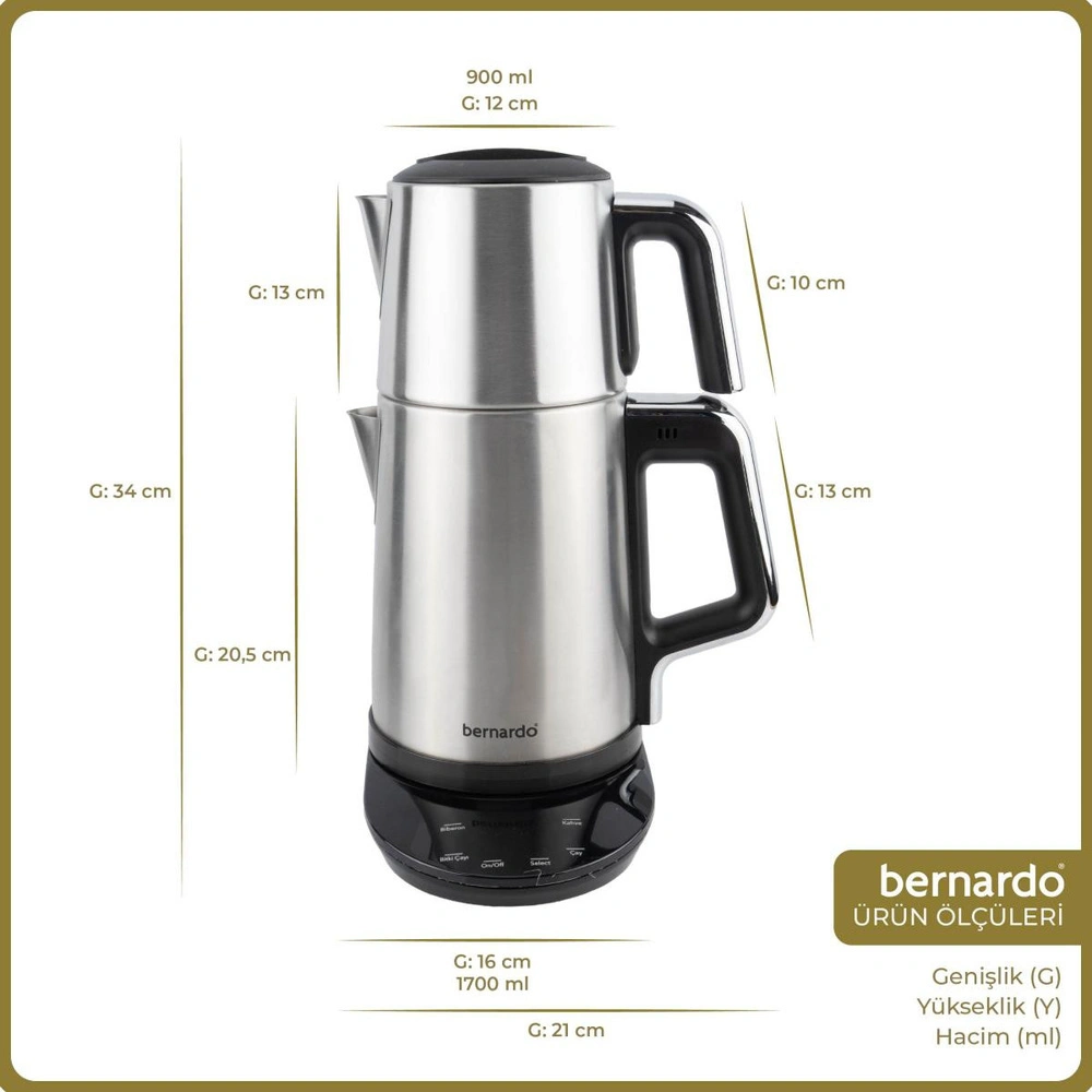 Bernardo Nova Dijital Çelik Çay Makinesi Inox görseli 2
