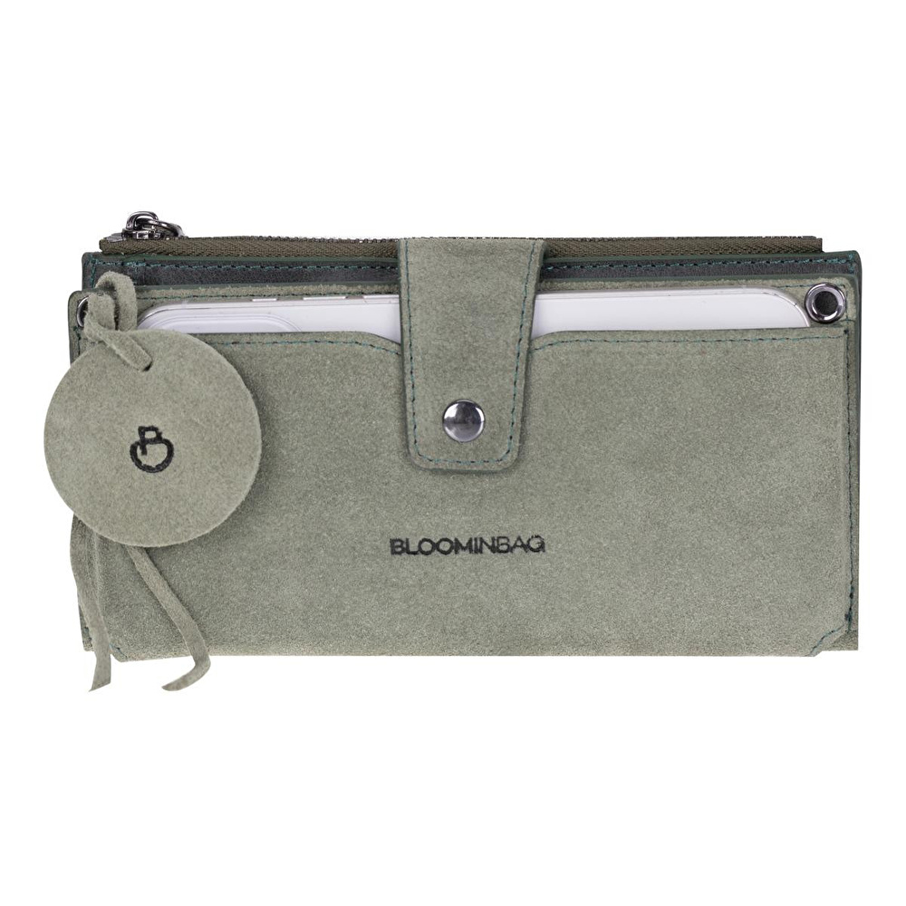 Bloominbag Mint Still Lozan Hakiki Süet Çapraz Askılı Telefon Bölmeli Cüzdan Çanta görseli 1