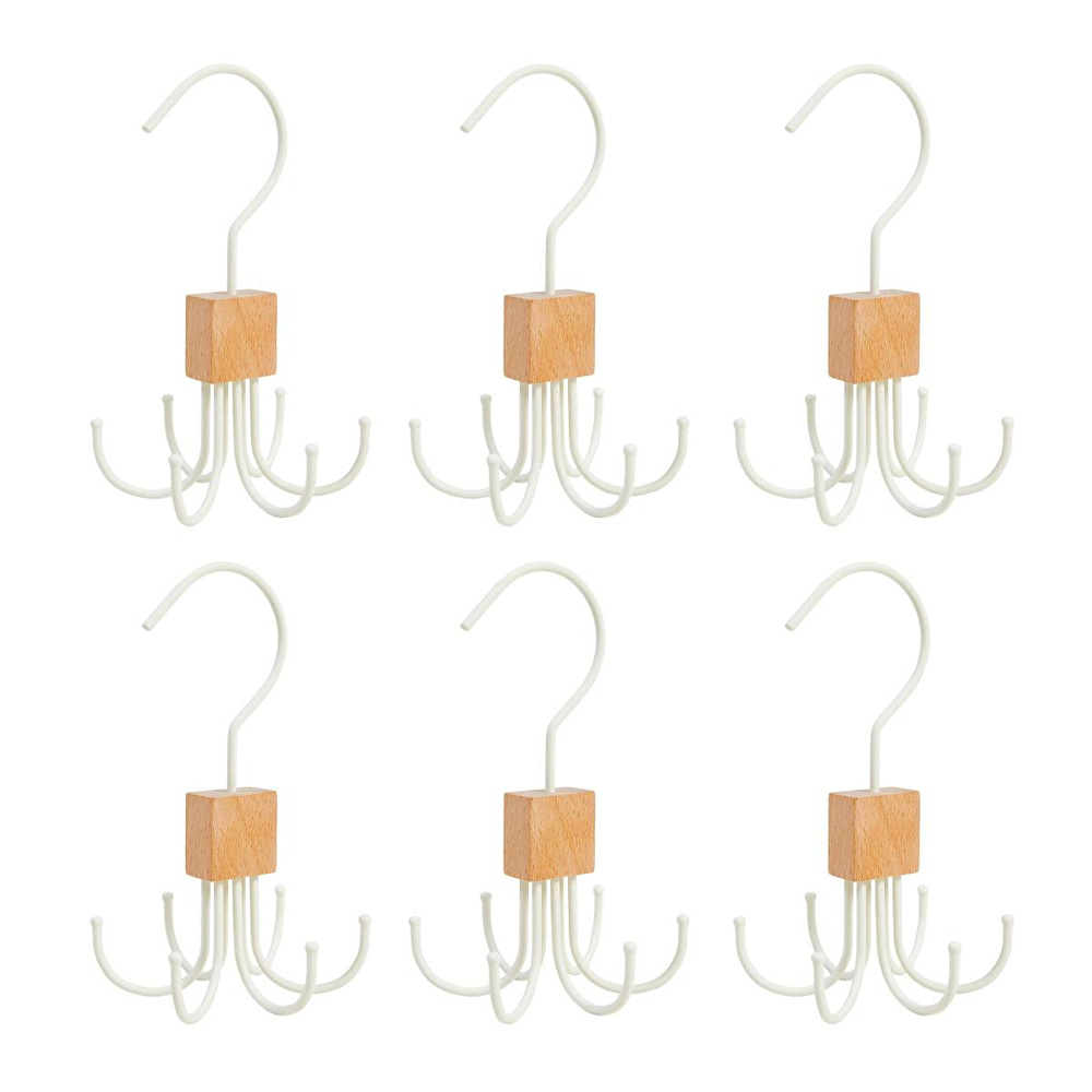Ocean Home Textile 6'lı 6 Kancalı Mat Beyaz Renk Kauçuk Kaplamalı Metal Çok Amaçlı Askı 14 X 7 Cm görseli 5