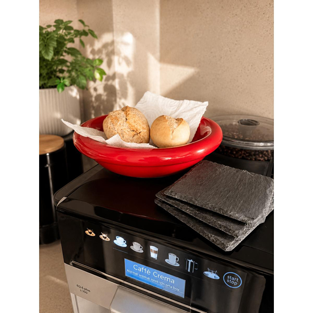 Beige & Stone Seramik Donut Dondurma Bowl Kahvaltılık Tatlı Salata Kase Kırmızı görseli 6