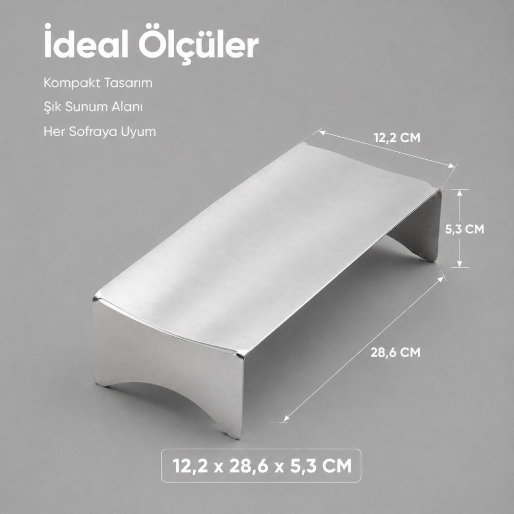 Vienev Paslanmaz Metal Bükülebilir Ayaklı Sunumluk - Dekoratif Sunum Tablası görseli 6