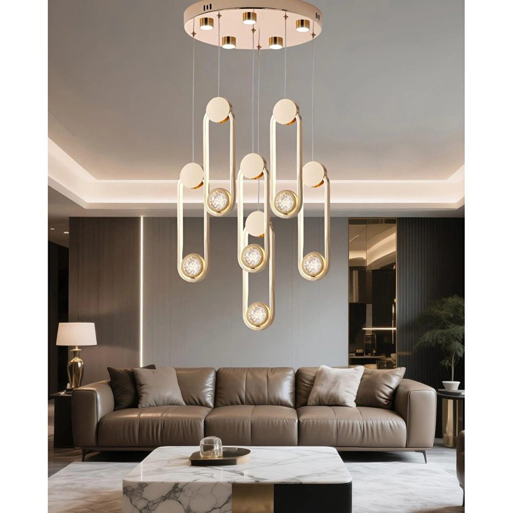 Apliqa Beckett 6'lı Kristal Top Başlıklı Gold Sarkıt Led Avize görseli 1