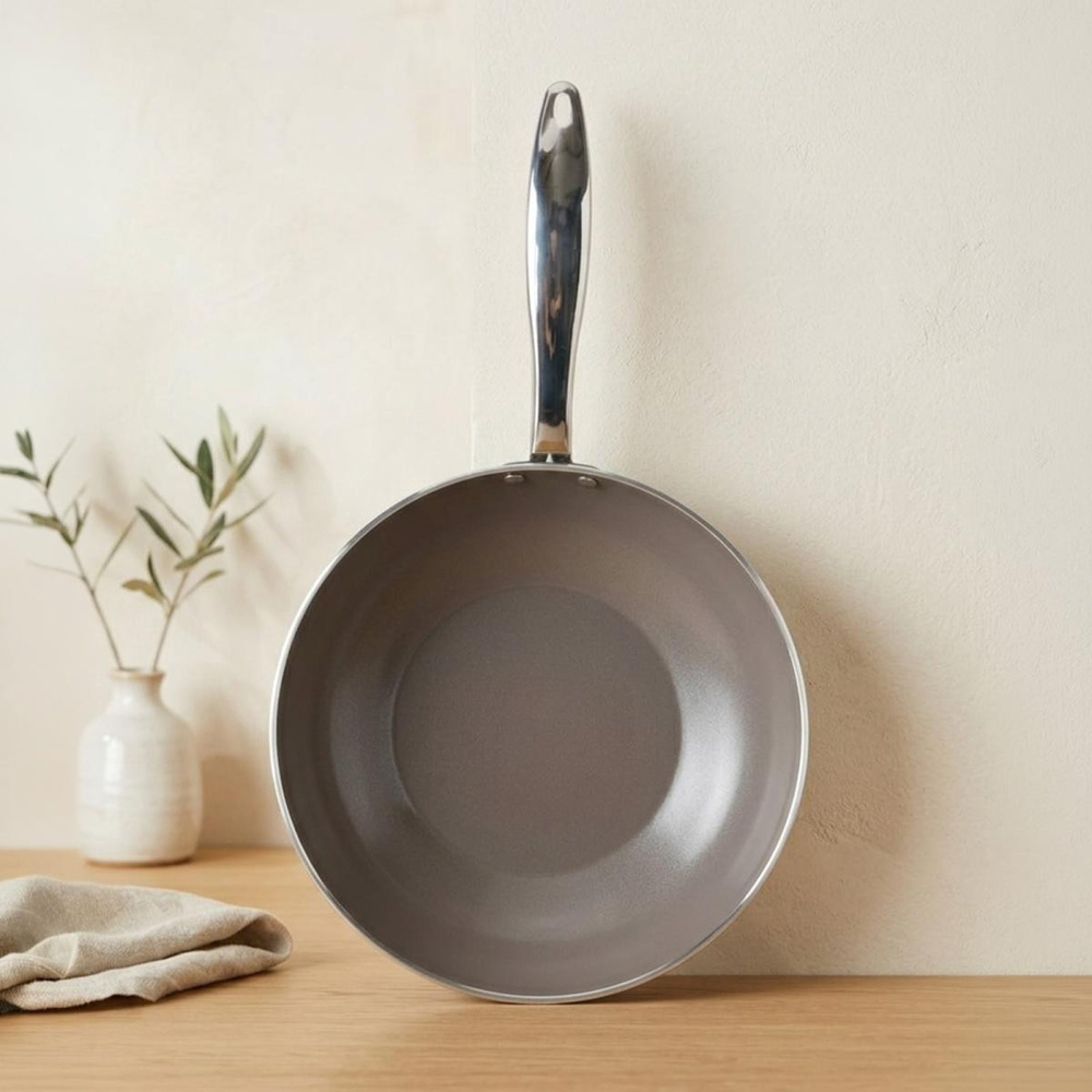 Bernardo Natura Seramik Wok Tava Kahverengi 28 Cm görseli 3