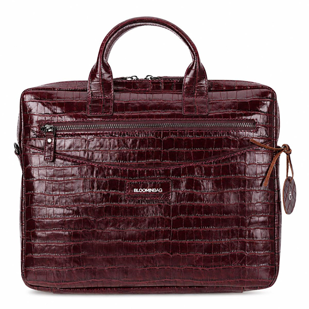 Bloominbag Burgundy Croco Hakiki Deri 13-14 Inç Macbook/laptop Çantası görseli 5