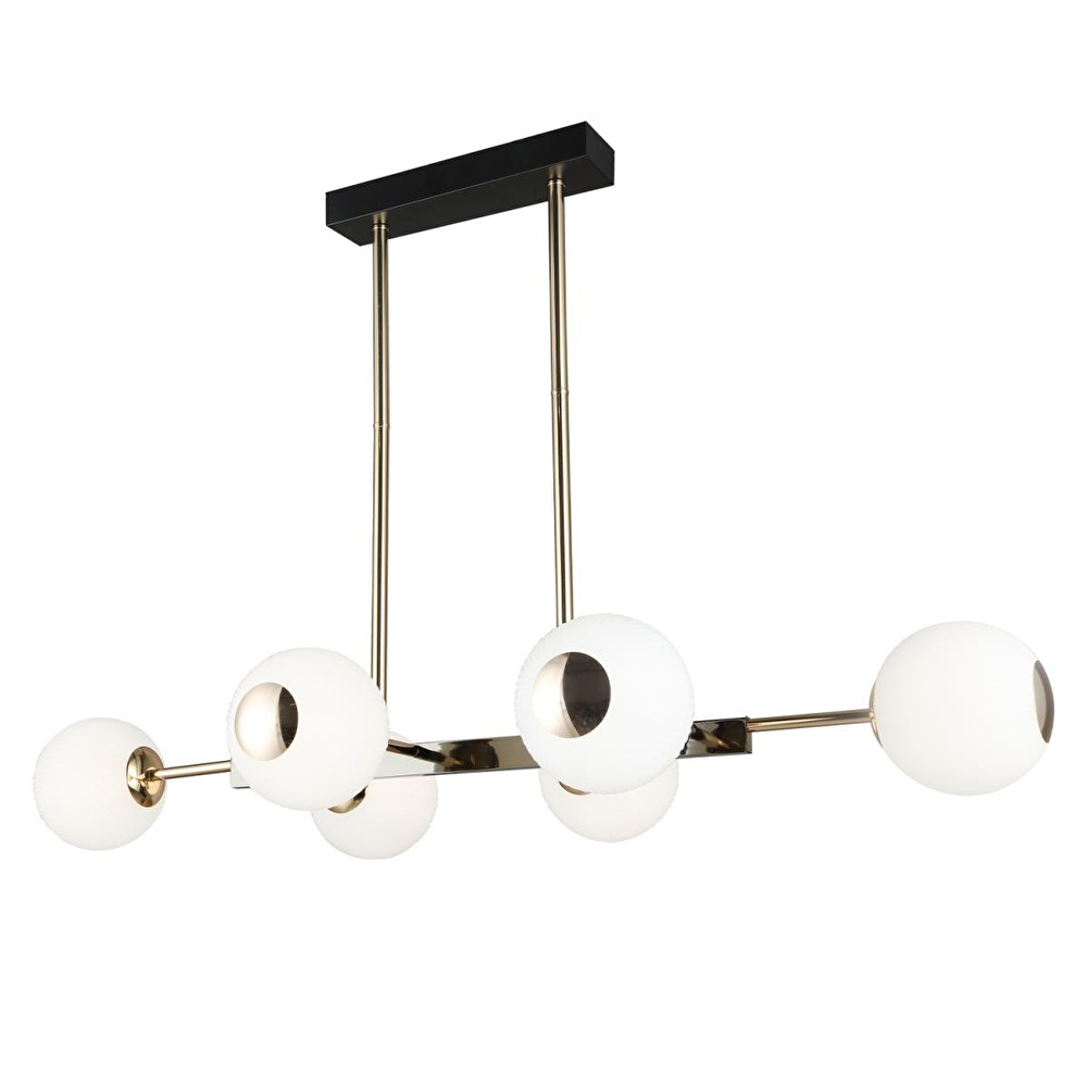 Apliqa Sofia Sıralı 60 Watt Siyah Gold Modern Oturma Odası, Yemek Masası Üstü, Salon Avize görseli 3